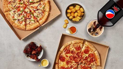 Papa Johns Big Match Bundle - two large pizzas, two classic sides and a large drink