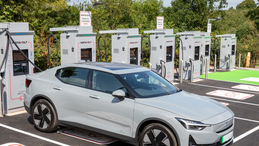 A Polestar 2 at an InstaVolt charging station at Country House Estates, Exeter