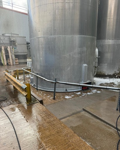 clean commercial silo at factory after pressure wa