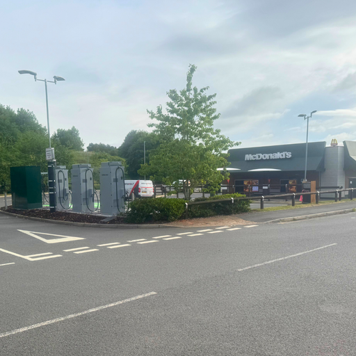InstaVolt chargers located next to McDonald’s on Power Station Road, ideal for a quick charge and meal stop.