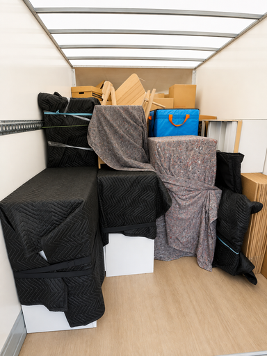Furniture secured and loaded in Van