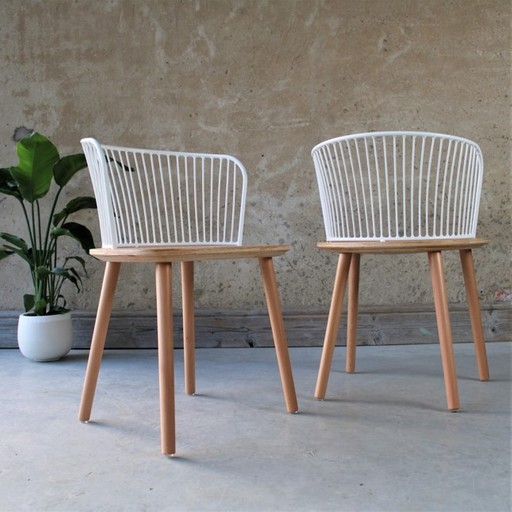 Gaia Scandi Style Wood and White Metal Chair