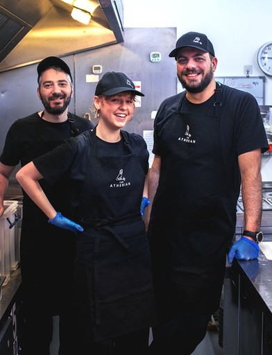 printed caps and aprons