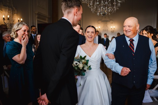 Walking down the aisle at Rockbeare Manor