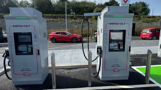 InstaVolt ultra rapid EV chargers at McDonald's Helston on Clodgey Lane, conveniently located near the A394, Toolstation, Howdens and Premier Inn, providing reliable charging with easy access to food and local amenities.