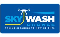 Brand name and tagline with graphic of spray drone