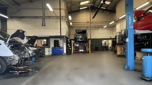 Cars inside the workshop at Ford Wrexham Service Centre