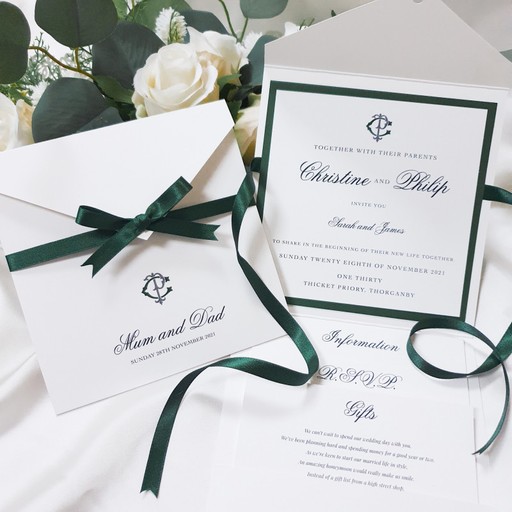Traditional pocket invitation green