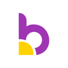 Logo for Brighter that shows a purple P with yellow in the corner
