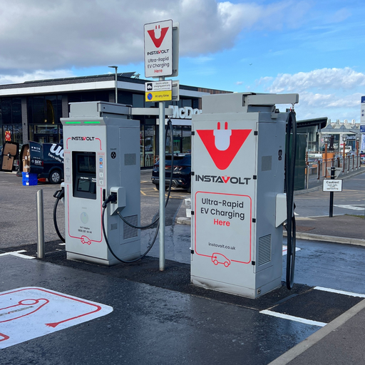 InstaVolt ultra-rapid EV chargers located in the McDonald’s car park at Craigshaw Business Park, Aberdeen.