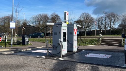 InstaVolt EV charging bays at Craigshaw Business Park, Aberdeen, with convenient access from nearby roads.