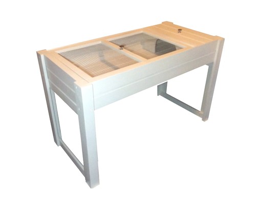 Tortoise Table Extra In White With Hide, Run, Mesh