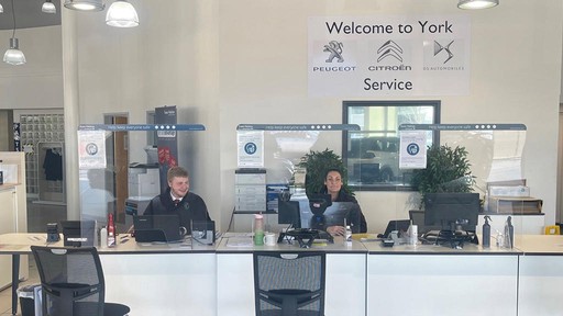 Reception area inside of the Peugeot Service Centre York