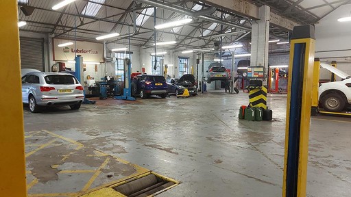 Cars inside Ford Service Centre Merthyr Tydfil
