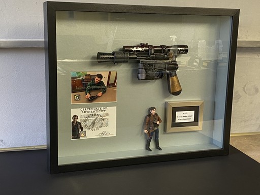 Star Wars memorabilia in box frame 