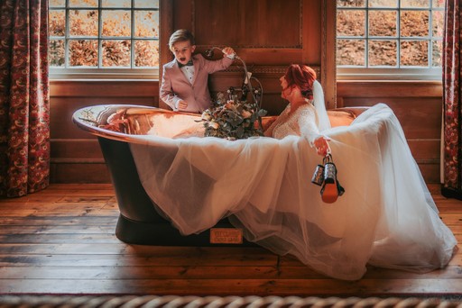 Mother and Son having a wedding day moment