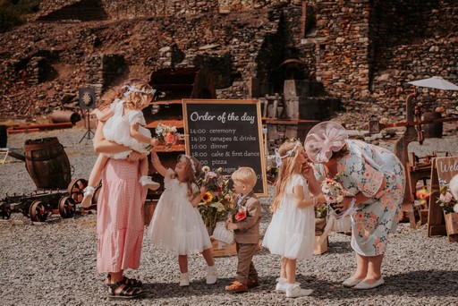 Bridal party ready to walk down aisle at Coniston 