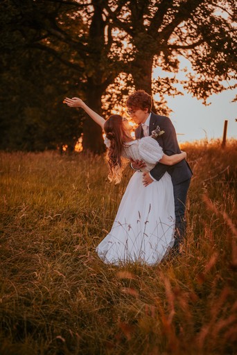 Bride and groom as the sunsets, Yorkshire