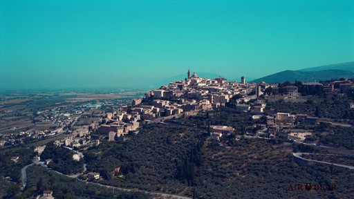 Aerial image of Italian town Trevi