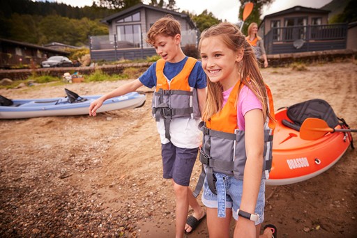 Kids get ready to go kayaking on Loch Lomond