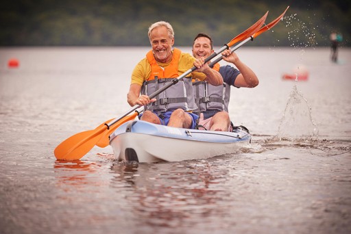 Father and Son take a kayak for a ride on Loch Lomond